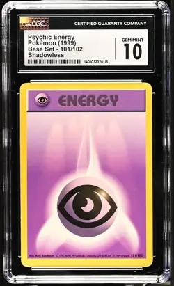 1999 Base Set Pokemon Psychic Energy CGC 10 101/102 - Image 1