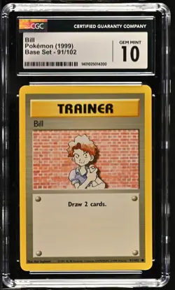 1999 Base Set Pokemon Bill CGC 10 91/102 - Image 1