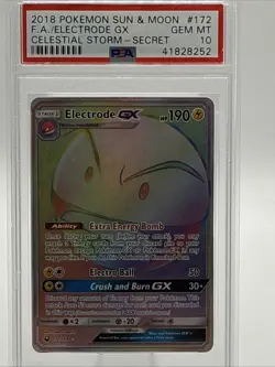 2018 POKEMON SUN & MOON CELESTIAL STORM #172 FA/ELECTRODE GX - Secret - Image 1