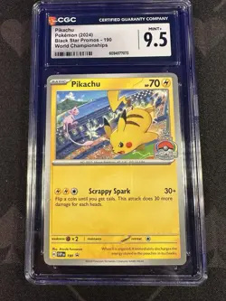 PIKACHU #190 CGC 9.5 2024 POKEMON SVP EN-SV BLACK STAR PROMO WORLD CHAMPIONSHIPS - Image 1