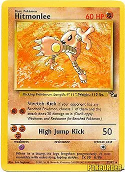 Pokemon Fossil Card 22/62 Hitmonlee UNLIMITED EDITION - Image 1