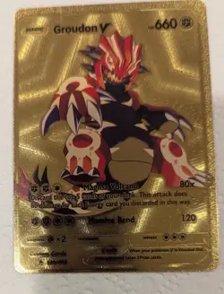 Pokemon Primal Groudon V Gold Collectible CUSTOM FAN CARD Display - Image 1