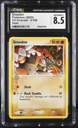 CGC 8.5 Groudon 2005 EX Emerald 5/106 Holo Pokemon Card - Image 1