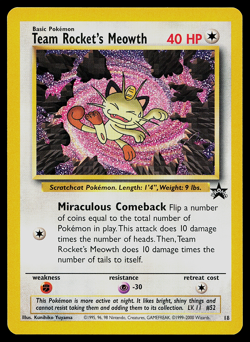 Pokemon Card - WoTC Black Star Promo Team Rocket's Meowth #18 LP - Image 1
