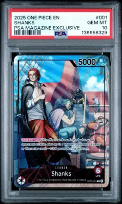 Shanks (2025 PSA Magazine Promo) OP09-001 One Piece Promotion Cards Foil PSA 10 - Image 1