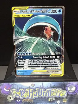 Pokemon Card Magikarp & Wailord GX SM166 Tag Team Sun & Moon Promo Played - Image 1