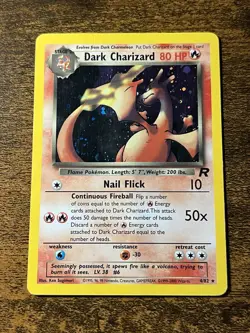 Pokemon TCG Dark Charizard 4/82 Holo Rare Card Team Rocket Swirl 🌀 - Image 1
