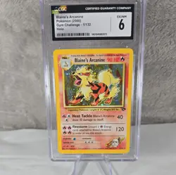 CGC 6 Blaine's Arcanine 2000 Gym Challenge 1/132 Holo Pokemon Card 🔥 - Image 1