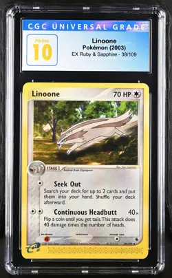 2003 Pokemon EX Ruby & Sapphire Linoone #38 CGC 10 PRISTINE LOW POP - Image 1