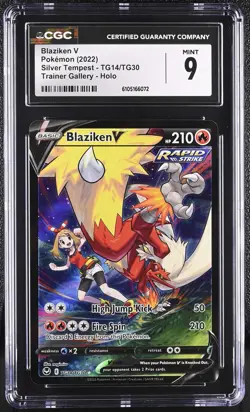 CGC 9 Blaziken V Tg14/tg30 Trainer Gallery Holo Silver Tempest Pokemon Mint - Image 1