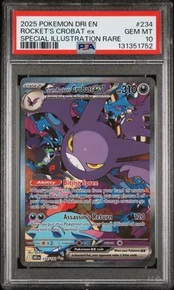 PSA 10 Team Rocket's Crobat ex 234/182 Pokemon Sv10: Destined Rivals SIR 2025 - Image 1