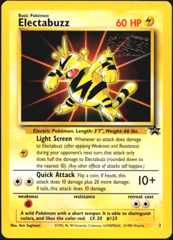 Pokemon Electabuzz WoTC Black Star Promo #2 Rare, WB Gold Stamp The First Movie - Image 1
