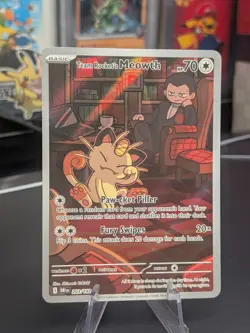 NM Team Rocket's Meowth 203/182 Sv10: Destined Rivals Pokemon Holo #1 2025 - Image 1