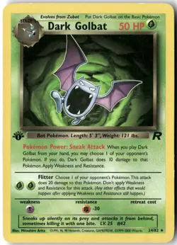 Dark Golbat (24), Pokemon Team Rocket Rare, 1st Edition, 24/82 LP - Image 1