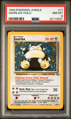 Vintage PSA 8 Snorlax-Holo # 11 1999 Pokemon Jungle NM Mint - Image 1