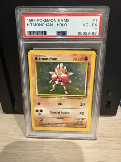 Pokemon TCG 1999 Hitmonchan Base Set Holo Rare #7/102 PSA 4 70HP - Image 1
