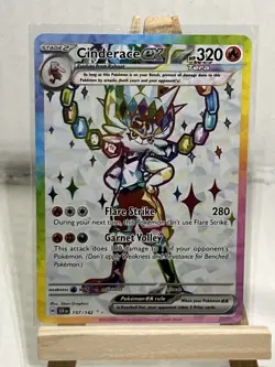 Pokemon TCG Stellar Crown Holo Ultra Rare Full Art Cinderace EX 157/142SV07 - Image 1