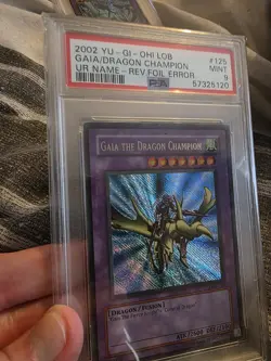 Yu-Gi-Oh LOB Gaia The Dragon Champion Double Error PSA 9 UR Name & Reverse Foil - Image 1