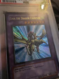 Yu-Gi-Oh LOB Gaia The Dragon Champion Double Error PSA 9 UR Name & Reverse Foil - Image 4