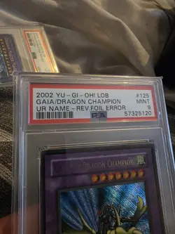 Yu-Gi-Oh LOB Gaia The Dragon Champion Double Error PSA 9 UR Name & Reverse Foil - Image 5