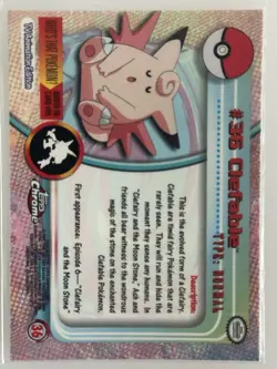 2000 Topps Chrome Pokemon Clefable #36 Base Card - TV Animation Edition - Image 2