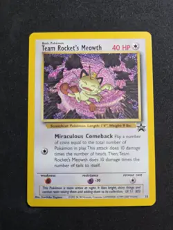 Team Rocket's Meowth 18 WOTC Black Star Promo Pokemon Card - Image 1