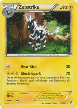 Pokemon Black & White 43/114 Zebstrika Rare Card - Image 1