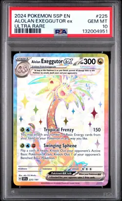PSA 10 - Alolan Exeggutor ex 225/191 -Ultra Rare Surging Sparks SSP Pokemon Card - Image 1