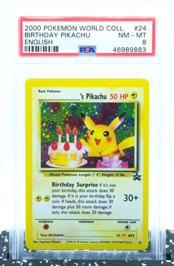 PSA 8 BIRTHDAY PIKACHU #24 Holo Rare Black Star Promo 2000 - Pokemon Card WOTC - Image 1