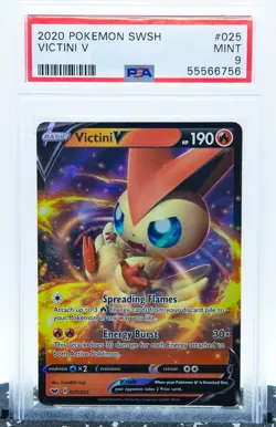PSA 9 VICTINI V 025/202 Ultra Rare Sword & Shield Base Set 2020 - Pokemon Card - Image 1