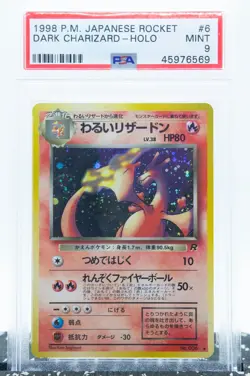 PSA 9 DARK CHARIZARD #006 Holo Rare Japanese Team Rocket 1998 - Pokemon Card - Image 1