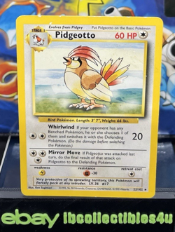 Pokemon Card TCG Pidgeotto Base Set, Unlimited Rare 1999 WOTC 22/102 MP F/S - Image 1