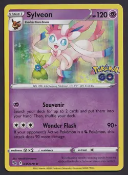 Sylveon 035/078 HOLO RARE Pokemon Go TCG Card NM Near Mint Foil Stamped 2022 - Image 1