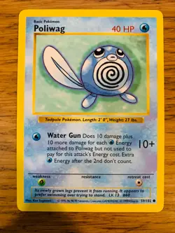 NM! Shadowless Poliwag (59/102) Base Set Rare Pokemon Card! FAST P&P! - Image 1