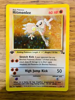 MINT! 1st Edition Hitmonlee (7/62) Holo Fossil Set Pokemon Card! FAST P&P! - Image 1