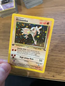 MINT! 1st Edition Hitmonlee (7/62) Holo Fossil Set Pokemon Card! FAST P&P! - Image 3