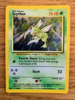NEAR MINT! No Symbol ERROR Scyther (10/64) Holo Jungle Set Pokemon Card! - Image 1