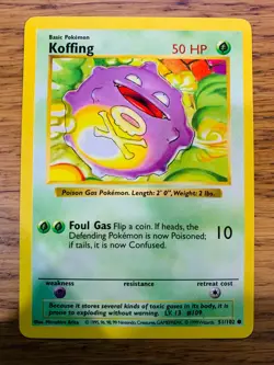 NM! Shadowless Koffing (51/102) Base Set Rare Pokemon Card! FAST P&P! - Image 1
