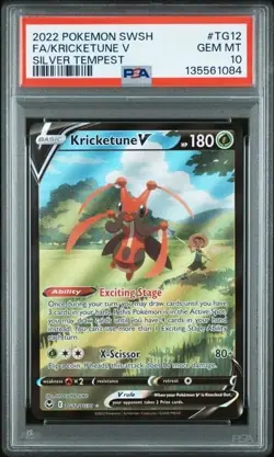 KRICKETUNE V #TG12 PSA 10 2022 POKEMON SWORD & SHIELD SILVER TEMPEST FULL ART - Image 1