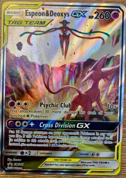 Pokemon Espeon & Deoxys GX - Sun & Moon Unified Minds 72/236 Holo Rare TAG TEAM - Image 1
