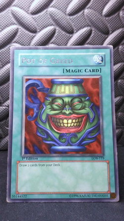 | Yugioh Pot of Greed LOB-119 1st Edition Rare NA Legend Of Blue Eyes HP 🔥 | - Image 2