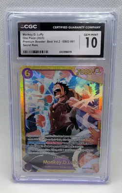 2025 ONE PIECE PREMIUM BOOSTER VOL 2 ENGLISH MONKEY D. LUFFY EB02-061 CGC 10 - Image 1