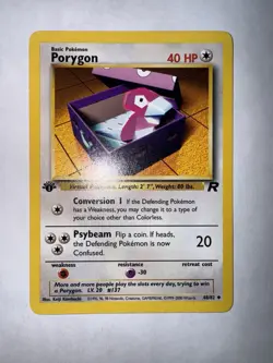 Vintage Y2K Pokemon Card 1st Edition Team Rocket Porygon 48/82 NM Condition - Image 1