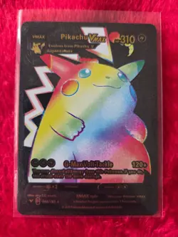 Pokemon Pikachu VMAX Rainbow BLACK Foil Fan Art Collector Card - 310 HP - Image 1