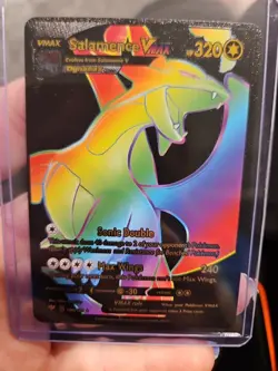 Salamence Vmax Rainbow Black Foil Fan Art Vinyl Collector Pokemon Card 194/189 - Image 1