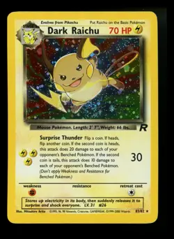 #2 Dark Raichu 83/82 Team Rocket 2000 Holo Rare WOTC Pokemon Card TCG - Image 1