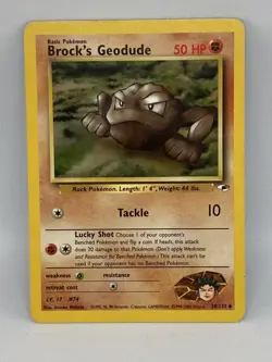 Pokemon Brock’s Geodude 38/132 Gym Heroes Vintage 2000 NM - Image 1