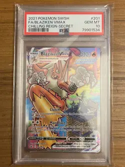 Pokemon Blaziken VMAX Chilling Reign Secret Rare Full Alt Art #201 PSA 10 - Image 1