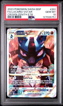 PSA 10 Lucario VSTAR SWSH 291 Pokemon Crown Zenith Elite Trainer Box ETB Promo - Image 1
