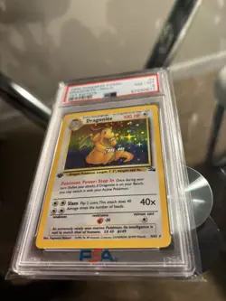 1999 Pokemon Dragonite 1st Edition Holo 4/62 Fossil PSA 8 - Image 4